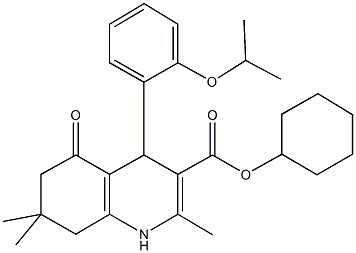 cyclohexyl 4-(2-isopropoxyphenyl)-2,7,7-trimethyl-5-oxo-1,4,5,6,7,8-hexahydro-3-quinolinecarboxylate Struktur