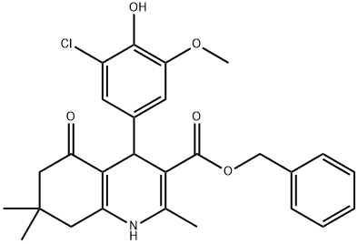 benzyl 4-(3-chloro-4-hydroxy-5-methoxyphenyl)-2,7,7-trimethyl-5-oxo-1,4,5,6,7,8-hexahydro-3-quinolinecarboxylate Struktur