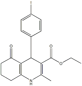 ethyl 4-(4-iodophenyl)-2-methyl-5-oxo-1,4,5,6,7,8-hexahydroquinoline-3-carboxylate Struktur