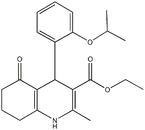 ethyl 4-(2-isopropoxyphenyl)-2-methyl-5-oxo-1,4,5,6,7,8-hexahydro-3-quinolinecarboxylate Struktur