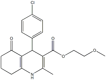 2-methoxyethyl 4-(4-chlorophenyl)-2-methyl-5-oxo-1,4,5,6,7,8-hexahydroquinoline-3-carboxylate Struktur