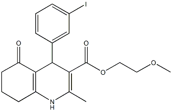 2-methoxyethyl 4-(3-iodophenyl)-2-methyl-5-oxo-1,4,5,6,7,8-hexahydroquinoline-3-carboxylate Struktur