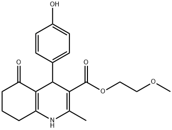 2-methoxyethyl 4-(4-hydroxyphenyl)-2-methyl-5-oxo-1,4,5,6,7,8-hexahydroquinoline-3-carboxylate Struktur