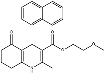 2-methoxyethyl 2-methyl-4-(1-naphthyl)-5-oxo-1,4,5,6,7,8-hexahydroquinoline-3-carboxylate Struktur