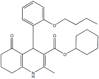 cyclohexyl 4-[2-(butyloxy)phenyl]-2-methyl-5-oxo-1,4,5,6,7,8-hexahydroquinoline-3-carboxylate Struktur