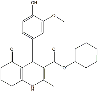 cyclohexyl 4-[4-hydroxy-3-(methyloxy)phenyl]-2-methyl-5-oxo-1,4,5,6,7,8-hexahydroquinoline-3-carboxylate Struktur