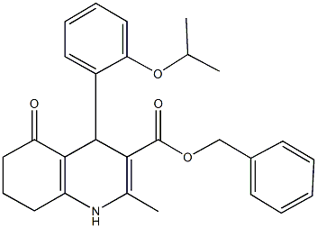 phenylmethyl 2-methyl-4-{2-[(1-methylethyl)oxy]phenyl}-5-oxo-1,4,5,6,7,8-hexahydroquinoline-3-carboxylate Struktur