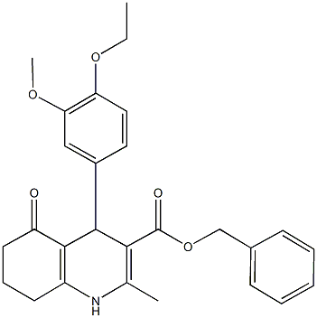 benzyl 4-(4-ethoxy-3-methoxyphenyl)-2-methyl-5-oxo-1,4,5,6,7,8-hexahydro-3-quinolinecarboxylate Struktur