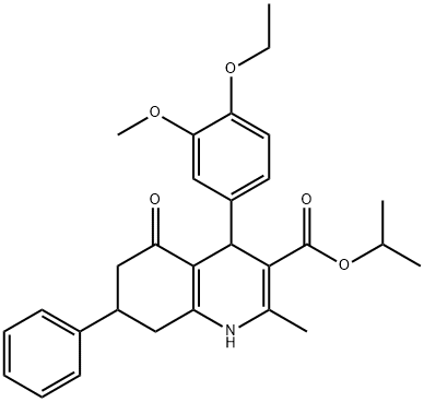 isopropyl 4-(4-ethoxy-3-methoxyphenyl)-2-methyl-5-oxo-7-phenyl-1,4,5,6,7,8-hexahydro-3-quinolinecarboxylate Struktur