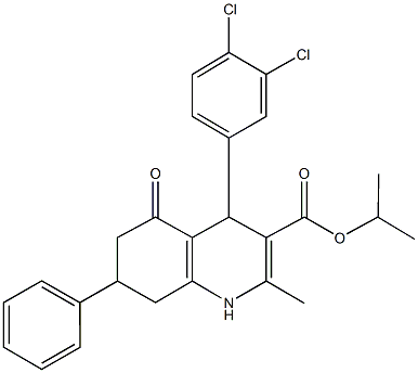 isopropyl 4-(3,4-dichlorophenyl)-2-methyl-5-oxo-7-phenyl-1,4,5,6,7,8-hexahydroquinoline-3-carboxylate Struktur