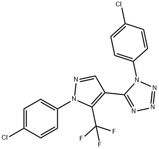 1-(4-chlorophenyl)-5-[1-(4-chlorophenyl)-5-(trifluoromethyl)-1H-pyrazol-4-yl]-1H-tetraazole Struktur