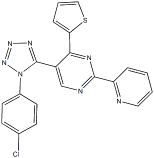 5-[1-(4-chlorophenyl)-1H-tetraazol-5-yl]-2-(2-pyridinyl)-4-(2-thienyl)pyrimidine Struktur