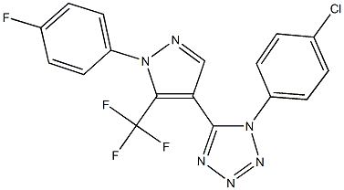 1-(4-chlorophenyl)-5-[1-(4-fluorophenyl)-5-(trifluoromethyl)-1H-pyrazol-4-yl]-1H-tetraazole Struktur