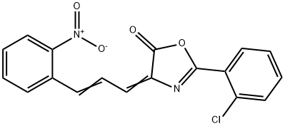 2-(2-chlorophenyl)-4-(3-{2-nitrophenyl}-2-propenylidene)-1,3-oxazol-5(4H)-one Struktur