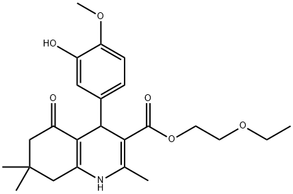 2-ethoxyethyl 4-(3-hydroxy-4-methoxyphenyl)-2,7,7-trimethyl-5-oxo-1,4,5,6,7,8-hexahydro-3-quinolinecarboxylate Struktur