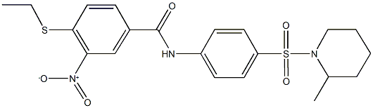 4-(ethylsulfanyl)-3-nitro-N-{4-[(2-methyl-1-piperidinyl)sulfonyl]phenyl}benzamide Struktur