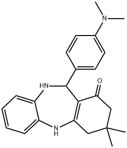 11-[4-(dimethylamino)phenyl]-3,3-dimethyl-2,3,4,5,10,11-hexahydro-1H-dibenzo[b,e][1,4]diazepin-1-one Struktur