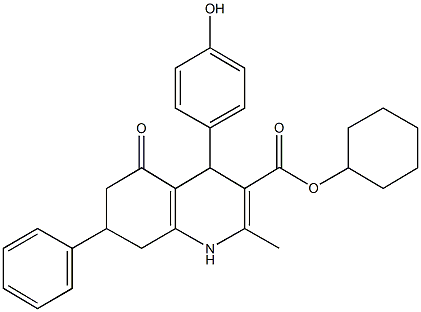 cyclohexyl 4-(4-hydroxyphenyl)-2-methyl-5-oxo-7-phenyl-1,4,5,6,7,8-hexahydro-3-quinolinecarboxylate Struktur