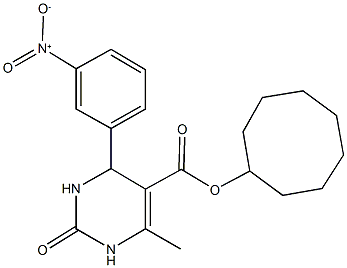 cyclooctyl 4-{3-nitrophenyl}-6-methyl-2-oxo-1,2,3,4-tetrahydropyrimidine-5-carboxylate Struktur