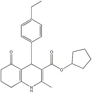 cyclopentyl 4-(4-ethylphenyl)-2-methyl-5-oxo-1,4,5,6,7,8-hexahydro-3-quinolinecarboxylate Struktur