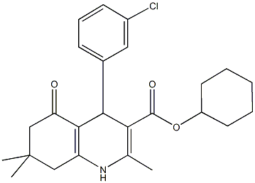 cyclohexyl 4-(3-chlorophenyl)-2,7,7-trimethyl-5-oxo-1,4,5,6,7,8-hexahydro-3-quinolinecarboxylate Struktur