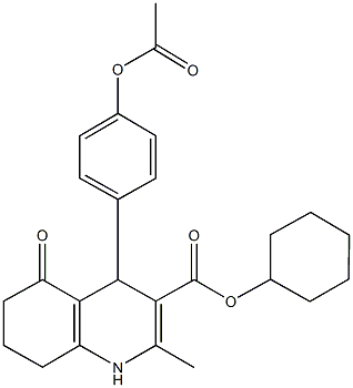 cyclohexyl 4-[4-(acetyloxy)phenyl]-2-methyl-5-oxo-1,4,5,6,7,8-hexahydro-3-quinolinecarboxylate Struktur