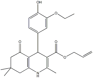 allyl 4-(3-ethoxy-4-hydroxyphenyl)-2,7,7-trimethyl-5-oxo-1,4,5,6,7,8-hexahydro-3-quinolinecarboxylate Struktur