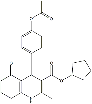 cyclopentyl 4-[4-(acetyloxy)phenyl]-2-methyl-5-oxo-1,4,5,6,7,8-hexahydroquinoline-3-carboxylate Struktur