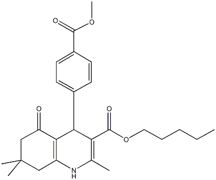 pentyl 4-[4-(methoxycarbonyl)phenyl]-2,7,7-trimethyl-5-oxo-1,4,5,6,7,8-hexahydro-3-quinolinecarboxylate Struktur