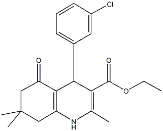 ethyl 4-(3-chlorophenyl)-2,7,7-trimethyl-5-oxo-1,4,5,6,7,8-hexahydroquinoline-3-carboxylate Struktur