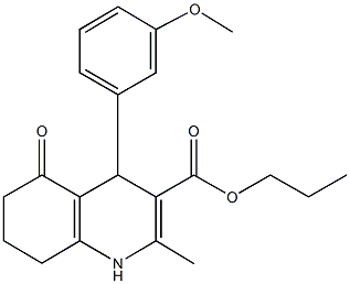 propyl 4-(3-methoxyphenyl)-2-methyl-5-oxo-1,4,5,6,7,8-hexahydro-3-quinolinecarboxylate Struktur