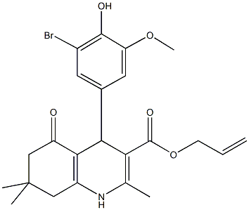 prop-2-enyl 4-[3-bromo-4-hydroxy-5-(methyloxy)phenyl]-2,7,7-trimethyl-5-oxo-1,4,5,6,7,8-hexahydroquinoline-3-carboxylate Struktur