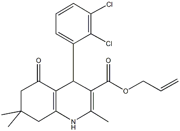 allyl 4-(2,3-dichlorophenyl)-2,7,7-trimethyl-5-oxo-1,4,5,6,7,8-hexahydro-3-quinolinecarboxylate Struktur