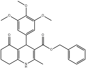 phenylmethyl 2-methyl-5-oxo-4-[3,4,5-tris(methyloxy)phenyl]-1,4,5,6,7,8-hexahydroquinoline-3-carboxylate Struktur