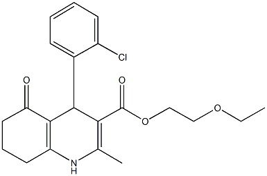 2-(ethyloxy)ethyl 4-(2-chlorophenyl)-2-methyl-5-oxo-1,4,5,6,7,8-hexahydroquinoline-3-carboxylate Struktur