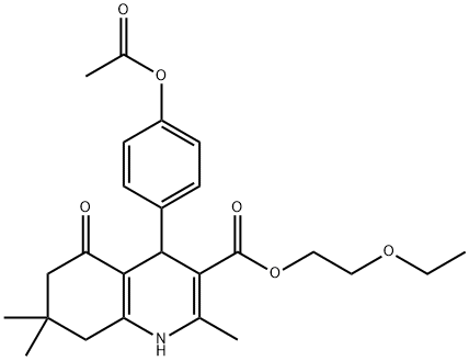 2-(ethyloxy)ethyl 4-[4-(acetyloxy)phenyl]-2,7,7-trimethyl-5-oxo-1,4,5,6,7,8-hexahydroquinoline-3-carboxylate Struktur