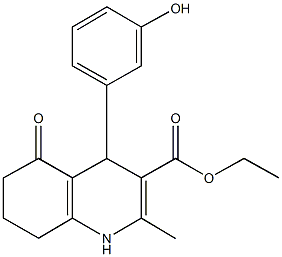 ethyl 4-(3-hydroxyphenyl)-2-methyl-5-oxo-1,4,5,6,7,8-hexahydro-3-quinolinecarboxylate Struktur