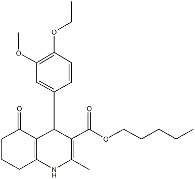 pentyl 4-[4-(ethyloxy)-3-(methyloxy)phenyl]-2-methyl-5-oxo-1,4,5,6,7,8-hexahydroquinoline-3-carboxylate Struktur