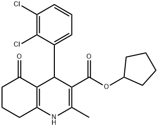 cyclopentyl 4-(2,3-dichlorophenyl)-2-methyl-5-oxo-1,4,5,6,7,8-hexahydroquinoline-3-carboxylate Struktur