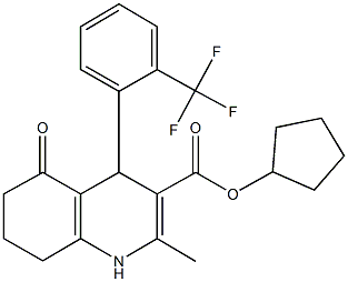 cyclopentyl 2-methyl-5-oxo-4-[2-(trifluoromethyl)phenyl]-1,4,5,6,7,8-hexahydro-3-quinolinecarboxylate Struktur