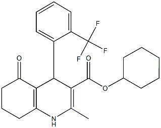 cyclohexyl 2-methyl-5-oxo-4-[2-(trifluoromethyl)phenyl]-1,4,5,6,7,8-hexahydroquinoline-3-carboxylate Struktur