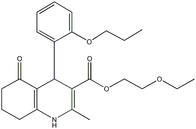 2-(ethyloxy)ethyl 2-methyl-5-oxo-4-[2-(propyloxy)phenyl]-1,4,5,6,7,8-hexahydroquinoline-3-carboxylate Struktur