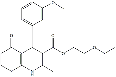 2-(ethyloxy)ethyl 2-methyl-4-[3-(methyloxy)phenyl]-5-oxo-1,4,5,6,7,8-hexahydroquinoline-3-carboxylate Struktur