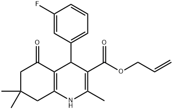 allyl 4-(3-fluorophenyl)-2,7,7-trimethyl-5-oxo-1,4,5,6,7,8-hexahydro-3-quinolinecarboxylate Struktur