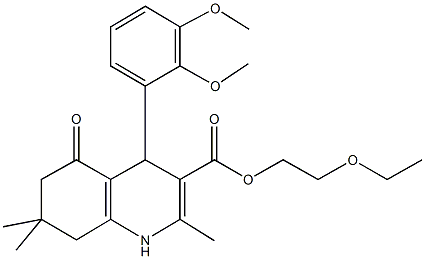 2-(ethyloxy)ethyl 4-[2,3-bis(methyloxy)phenyl]-2,7,7-trimethyl-5-oxo-1,4,5,6,7,8-hexahydroquinoline-3-carboxylate Struktur