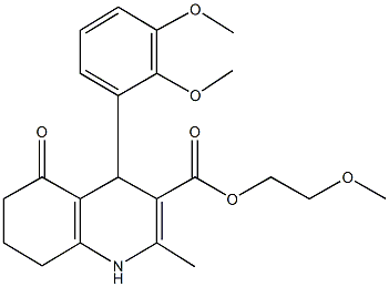 2-(methyloxy)ethyl 4-[2,3-bis(methyloxy)phenyl]-2-methyl-5-oxo-1,4,5,6,7,8-hexahydroquinoline-3-carboxylate Struktur