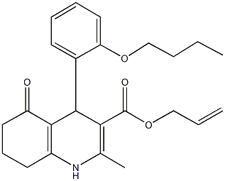 allyl 4-(2-butoxyphenyl)-2-methyl-5-oxo-1,4,5,6,7,8-hexahydro-3-quinolinecarboxylate Struktur