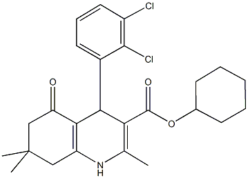 cyclohexyl 4-(2,3-dichlorophenyl)-2,7,7-trimethyl-5-oxo-1,4,5,6,7,8-hexahydroquinoline-3-carboxylate Struktur