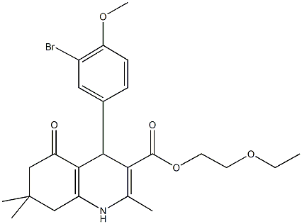 2-(ethyloxy)ethyl 4-[3-bromo-4-(methyloxy)phenyl]-2,7,7-trimethyl-5-oxo-1,4,5,6,7,8-hexahydroquinoline-3-carboxylate Struktur