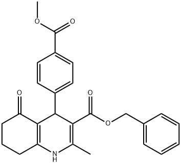 phenylmethyl 2-methyl-4-{4-[(methyloxy)carbonyl]phenyl}-5-oxo-1,4,5,6,7,8-hexahydroquinoline-3-carboxylate Struktur